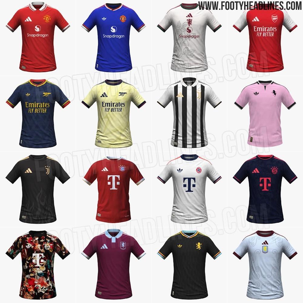 阿迪26/27赛季球衣谍照：曼联Polo领设计，拜仁第四球衣图案炫目